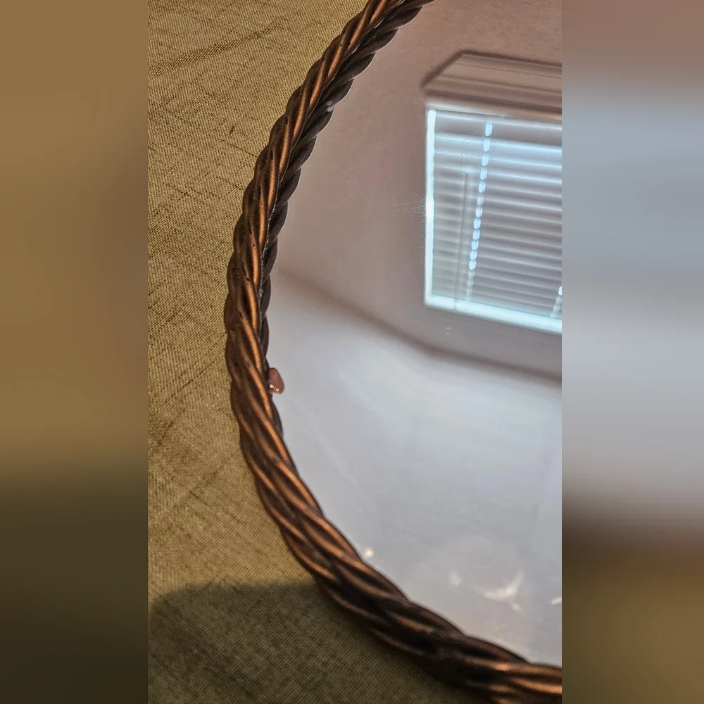 Vintage Oval Twisted Brass Mirror